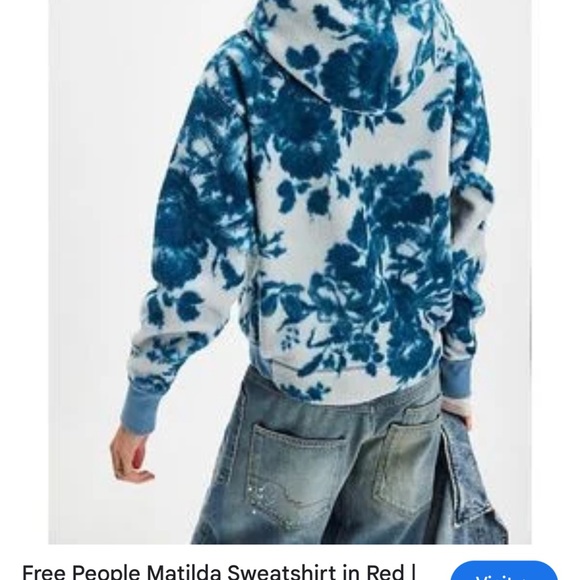 Blue and White Oversized Tie-Dye Hoodie - Picture 2 of 2